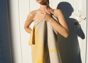 100% Linen Bath Towels Yellow
