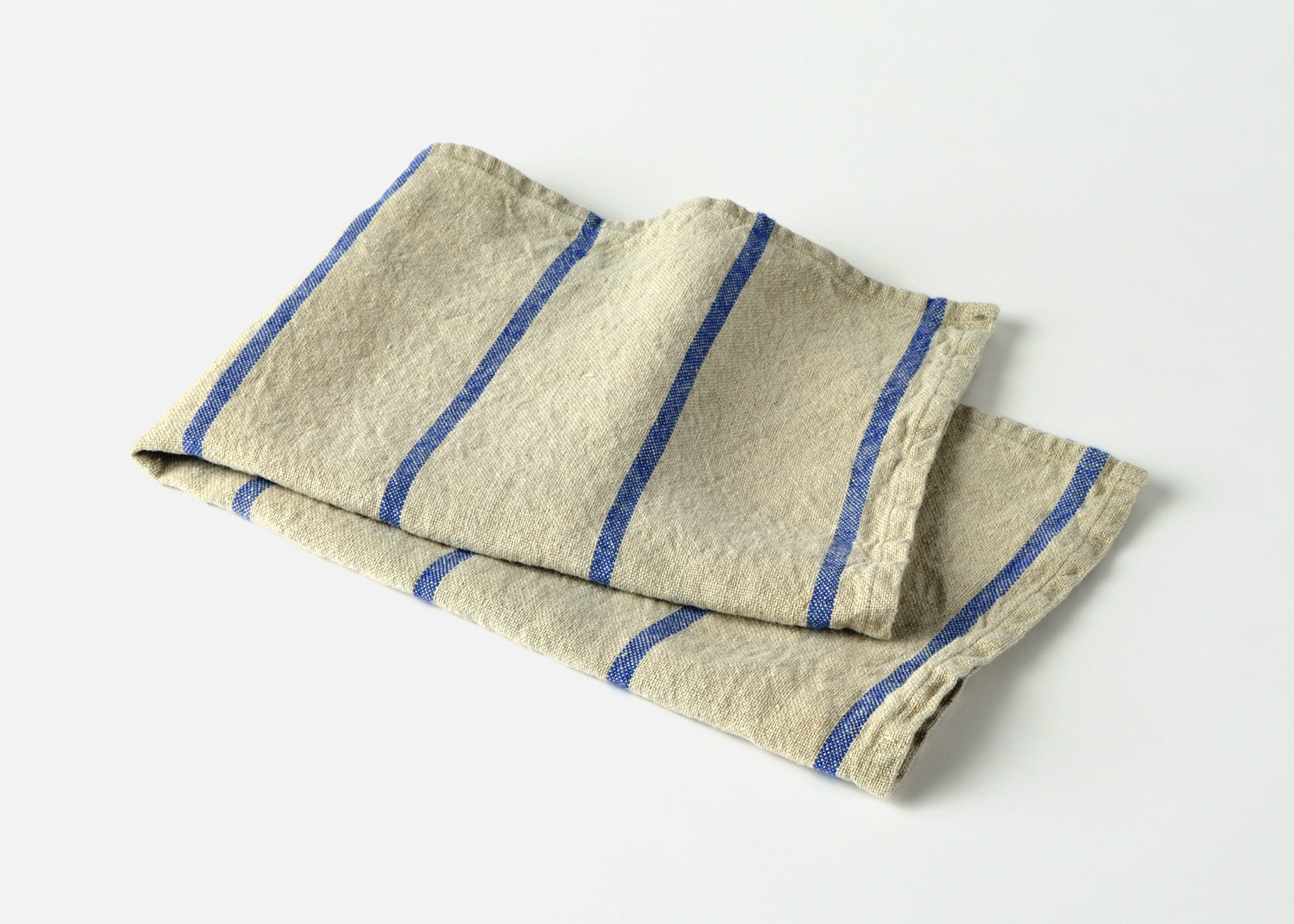 heavyweight stripe linen dish towel - blue